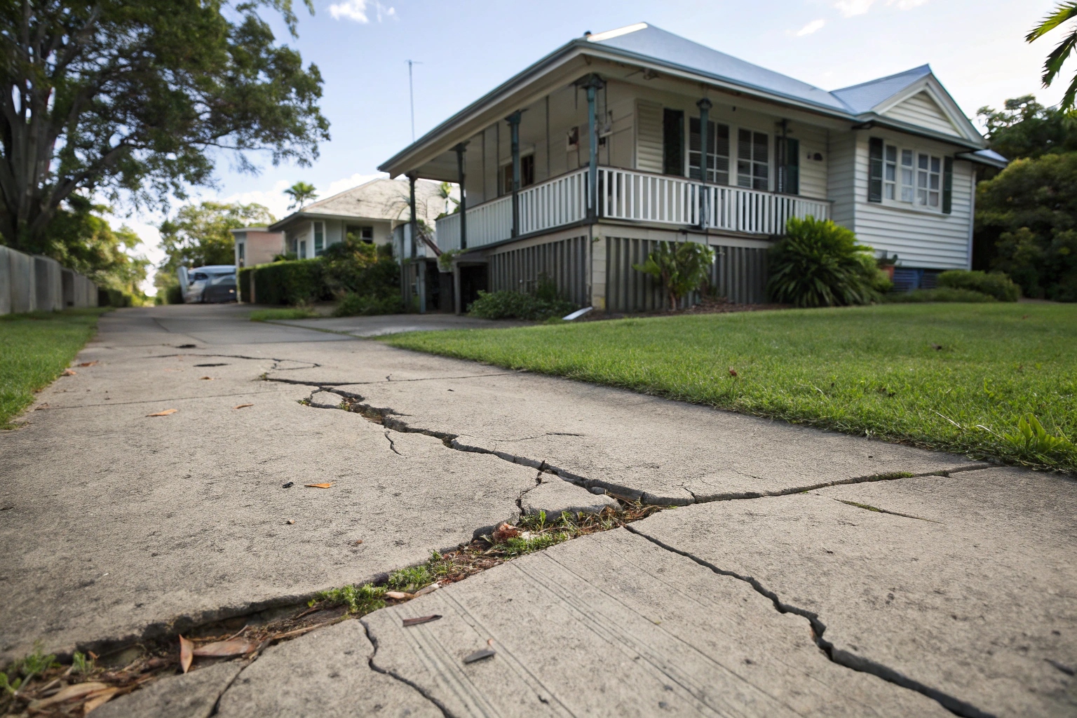 Damaged concrete driveway requiring breaking and removal in Townsville