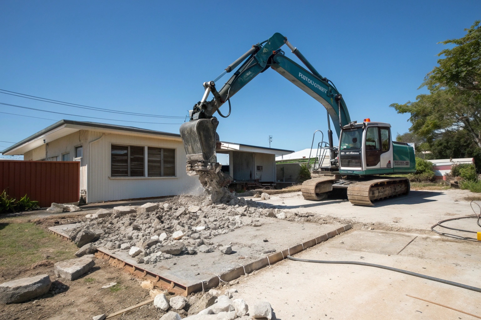 Damaged concrete driveway requiring breaking and removal in Townsville