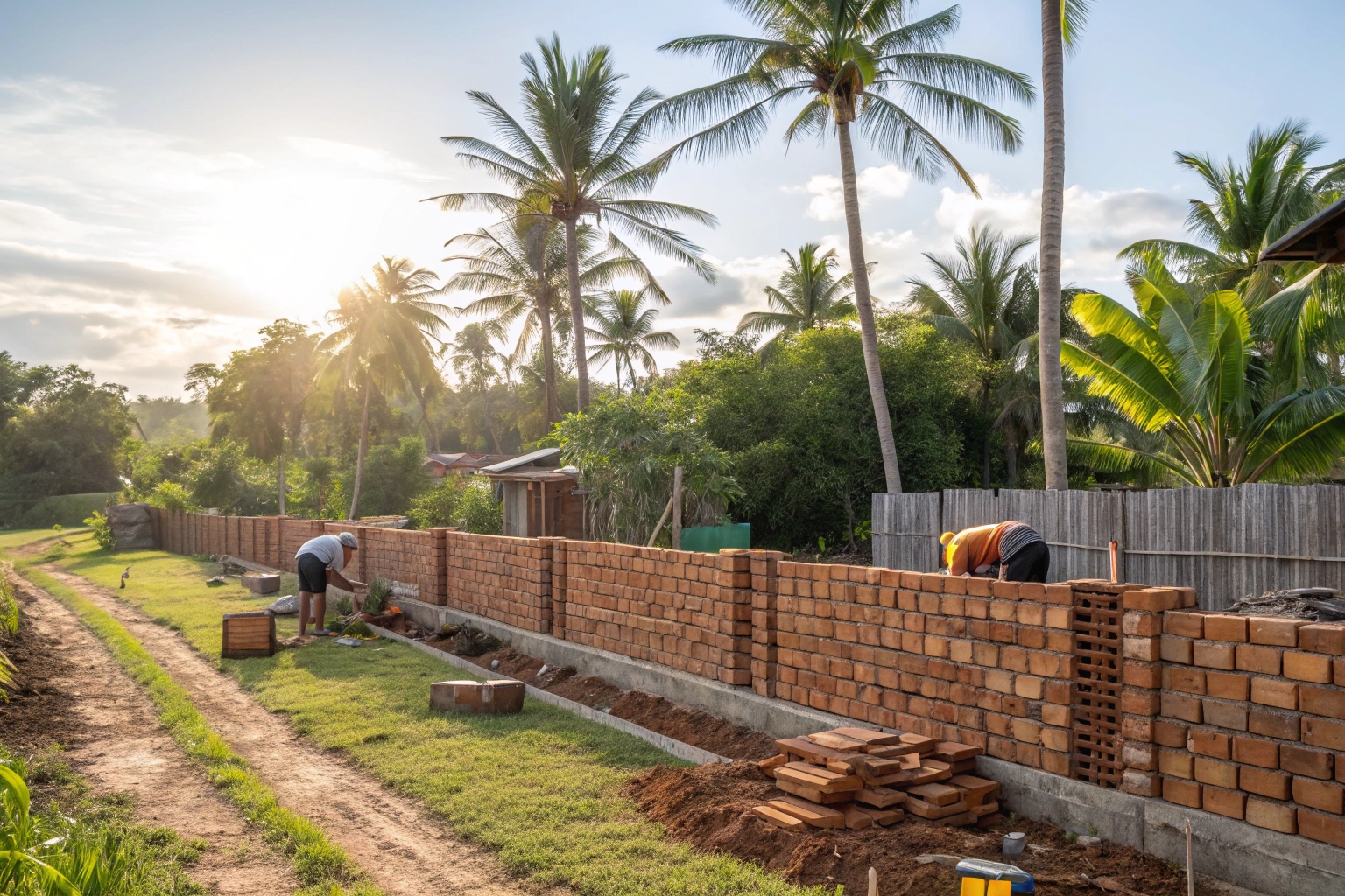 Brick fence strip footings Townsville residential property