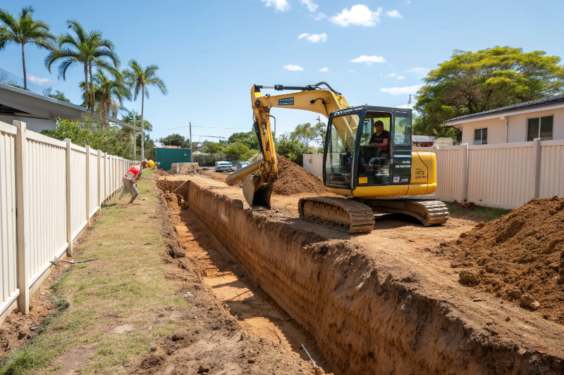 Professional trenching services excavation work in Townsville residential property