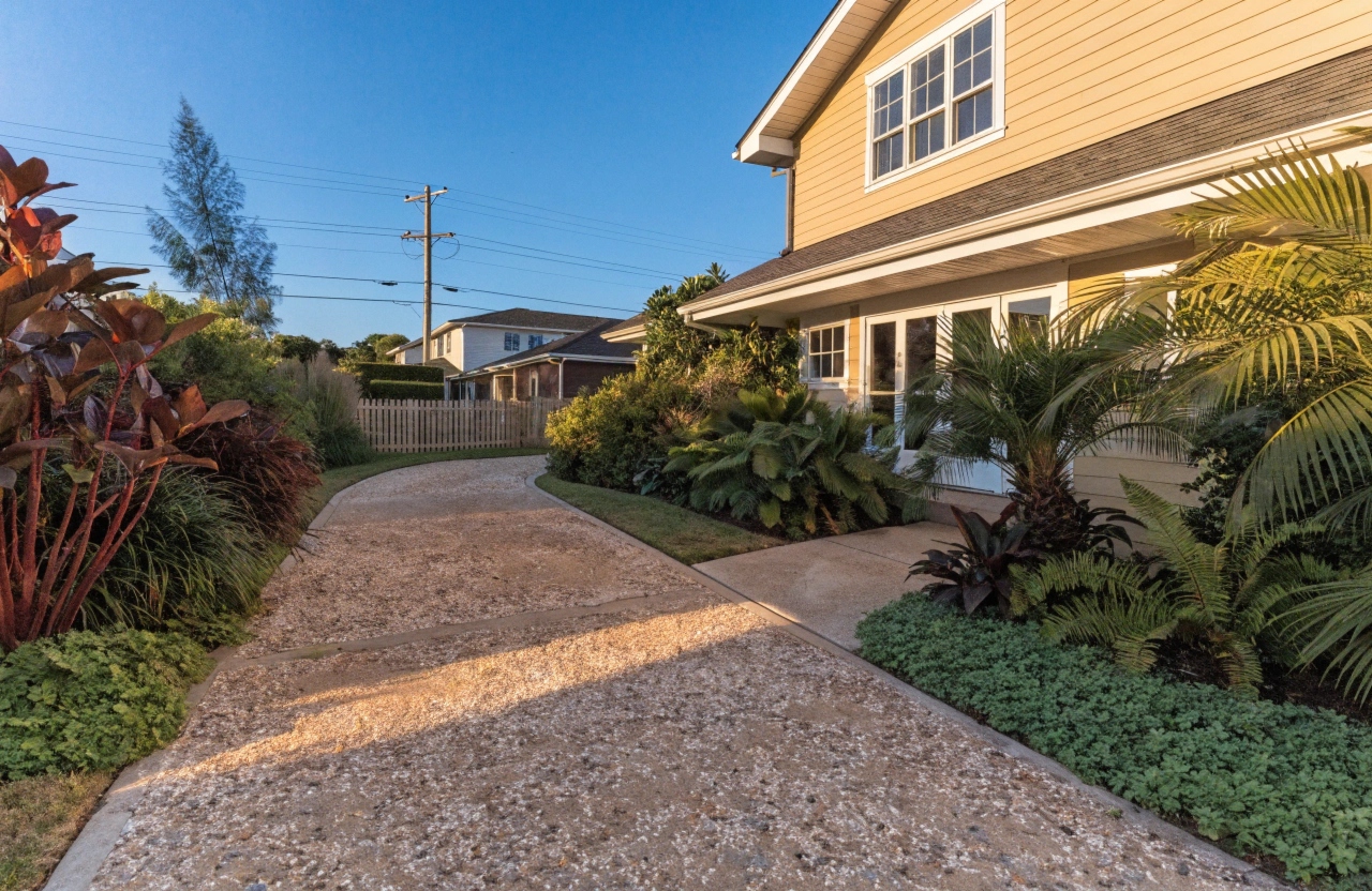 Exposed aggregate concrete driveway and path at a Heatley home in Townsville