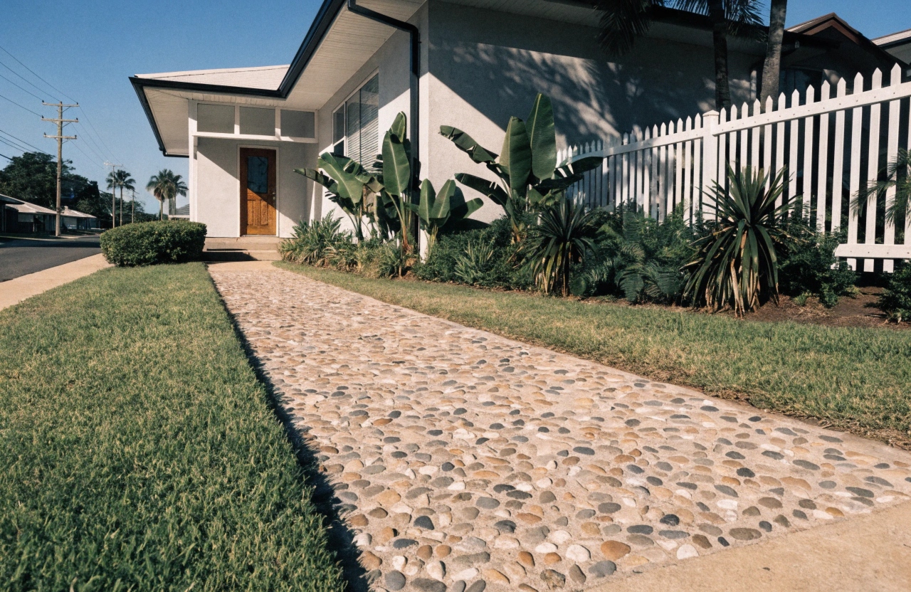 Exposed aggregate path at a Kelso residential property
