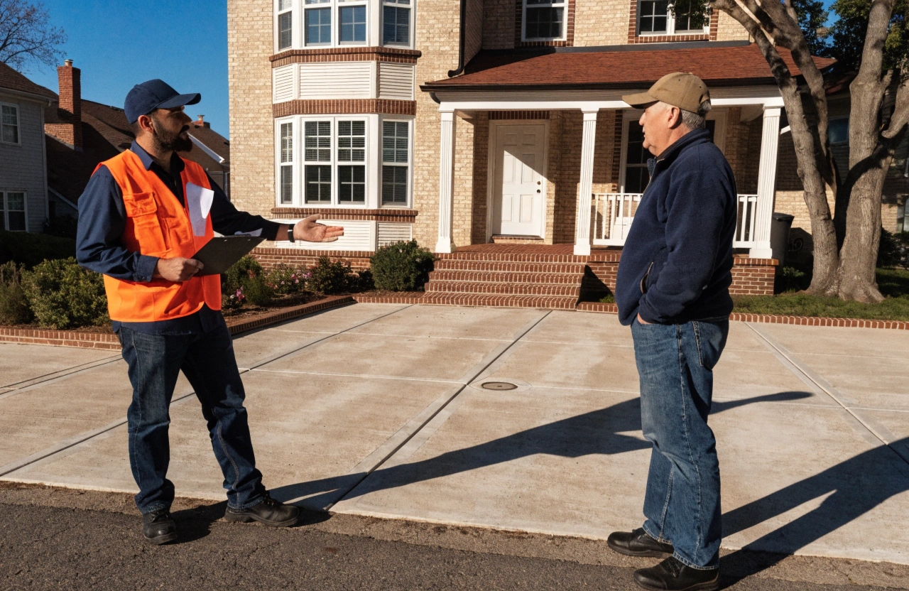 Concrete contractor providing a free on-site quote to an Aitkenvale homeowner