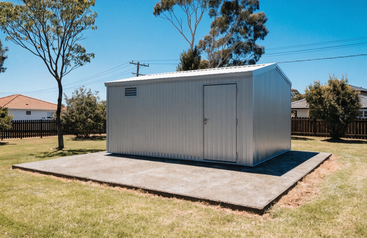 Concrete shed slab on a Kelso suburban block