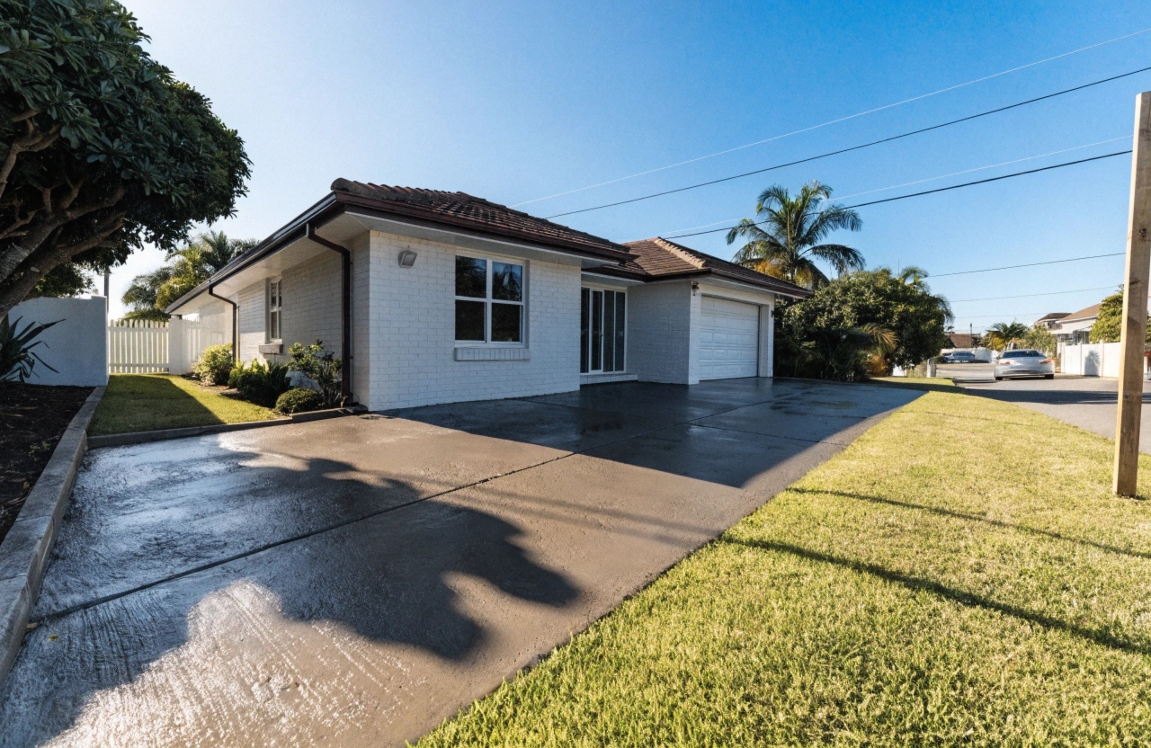 Concrete driveway installation at a residential property in Heatley Townsville